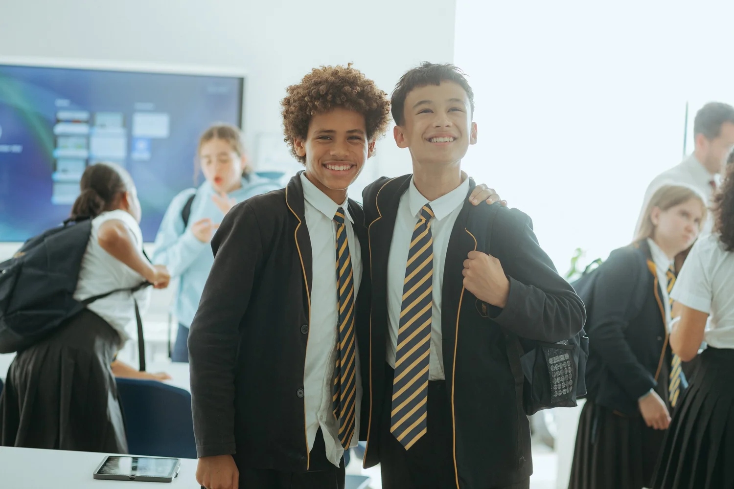 Senior School students in blazers and ties